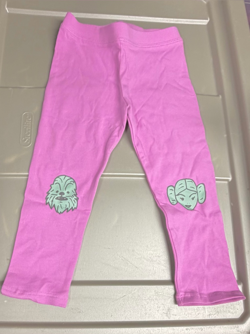 Star Wars toddler girls size 2T leggings pink Chewbacca Princess Leia new